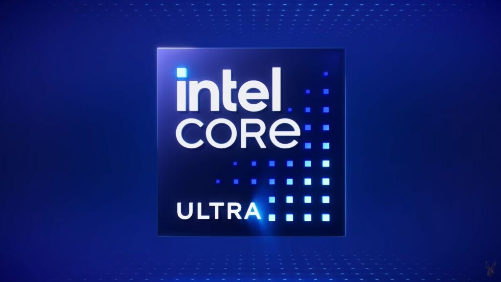 Sign displaying the Intel Core Ultra processor branding.