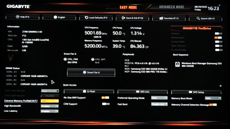 Gigabyte BIOS setup screen displaying motherboard configuration settings that reset after the computer loses power.