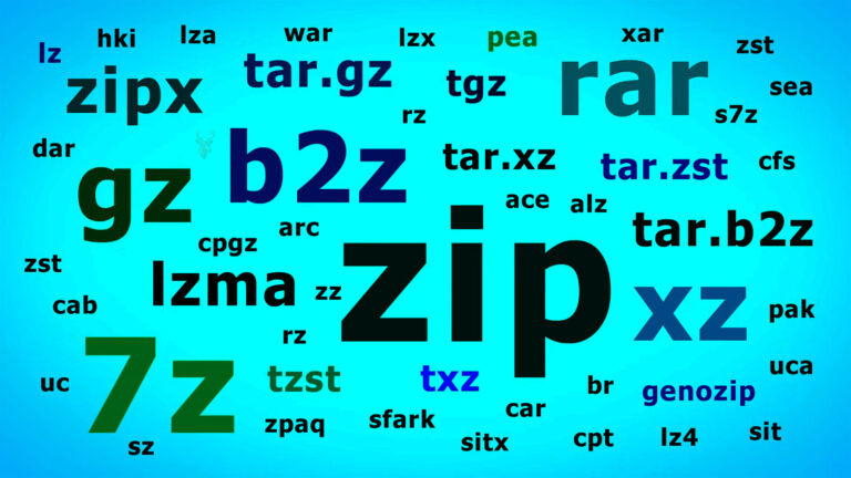 Collection of archive file extensions representing multiple compression formats beyond standard ZIP and RAR files.