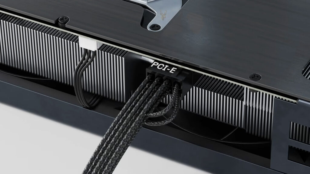 GPU PCIe power connector on a graphics card showing the area prone to heat and connector damage.