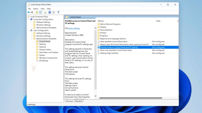Local Group Policy Editor window open on a Windows administrator computer, representing Group Policy settings that fail to apply.