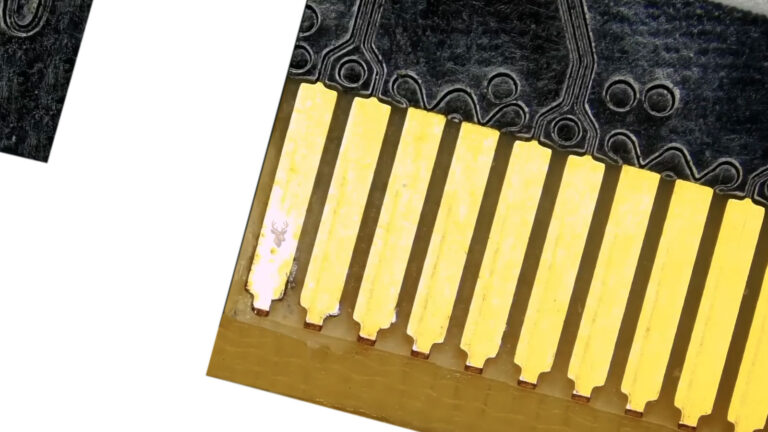 PCIe expansion card edge connector showing oxidized and discolored contact pins that can cause unstable computer connections.