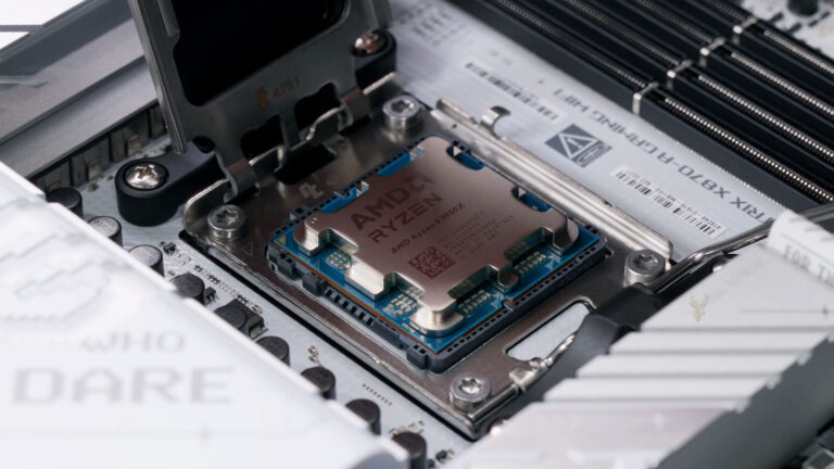 AMD Ryzen processor installed on a computer motherboard, illustrating the role of CPU cache memory in improving processing speed and system performance.