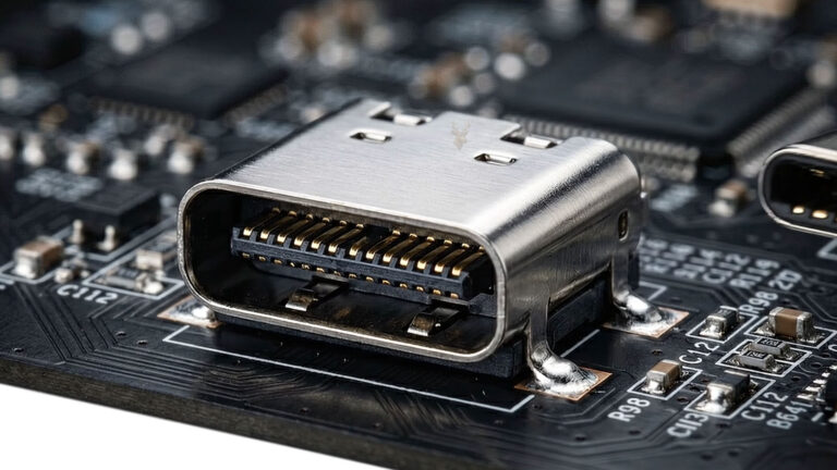 USB-C port on a computer motherboard supporting Alt Mode video output to a compatible display.