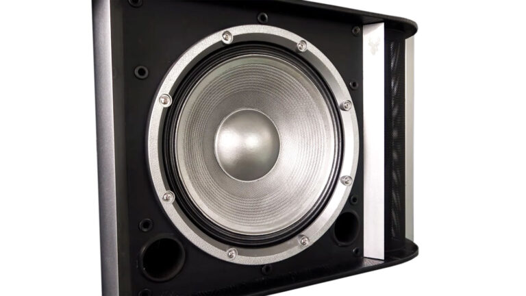 Large metallic speaker representing a Windows computer that loses audio after connecting an HDMI monitor.