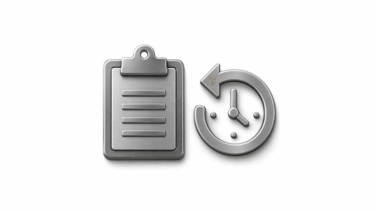 Clipboard icon with a backward clock arrow representing Windows Clipboard history and previously copied items.