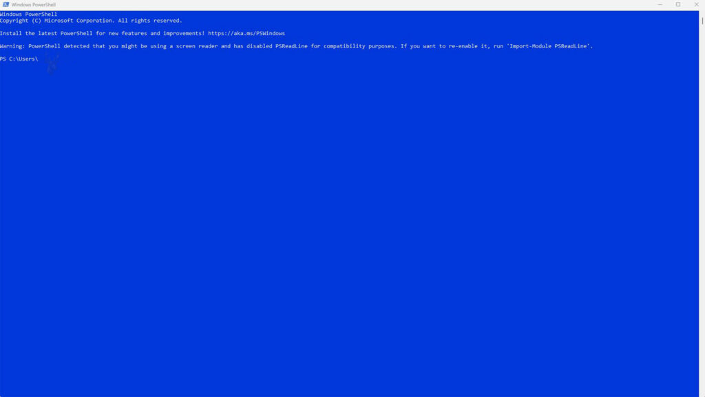 Windows PowerShell window open, illustrating the command-line environment used for system administration and automation.