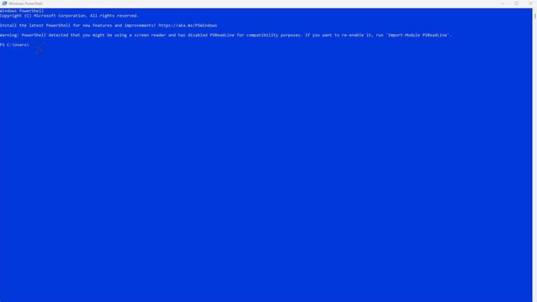 Windows PowerShell window open, illustrating the command-line environment used for system administration and automation.