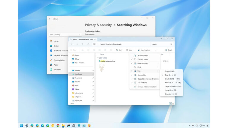 Windows File Explorer search displaying results for media files using search filters to narrow matching items.