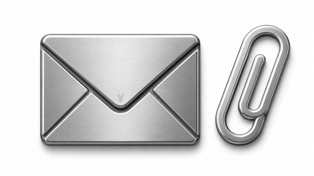 Silver email envelope and paperclip icon representing an attachment received as a winmail.dat file.
