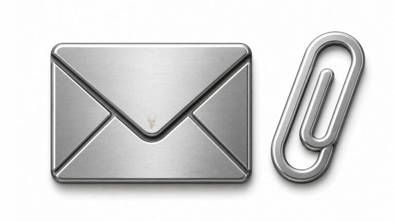 Silver email envelope and paperclip icon representing an attachment received as a winmail.dat file.