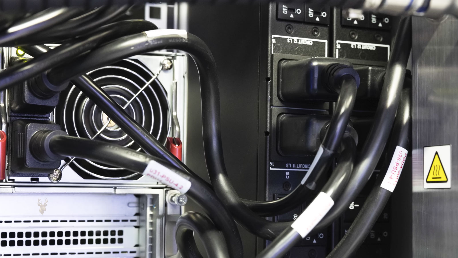 Business data backup system with redundant power connections for reliable data protection.
