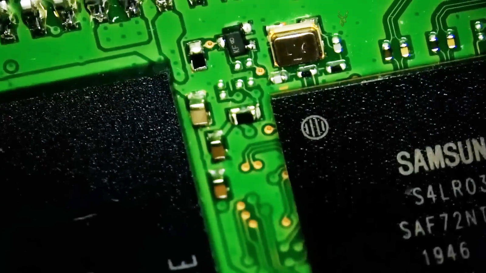 Samsung EVO SSD with the circuit board removed during the data recovery process.